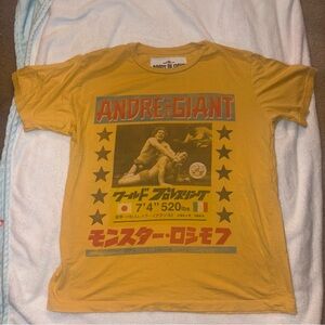 Rare Roots Of Fight Yellow Andre The Giant Wrestling Japan Tshirt Size Medium